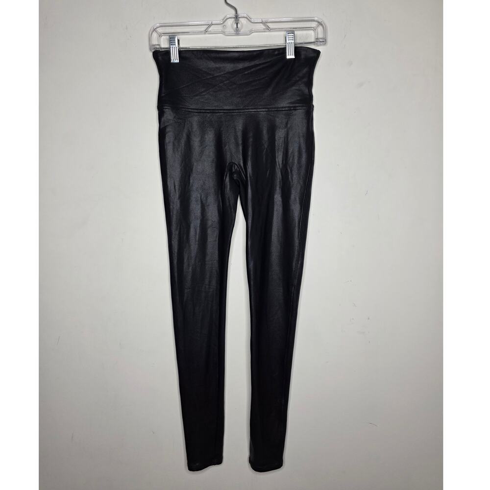 Spanx black faux leather shapewear leggings - medium - punk emo goth